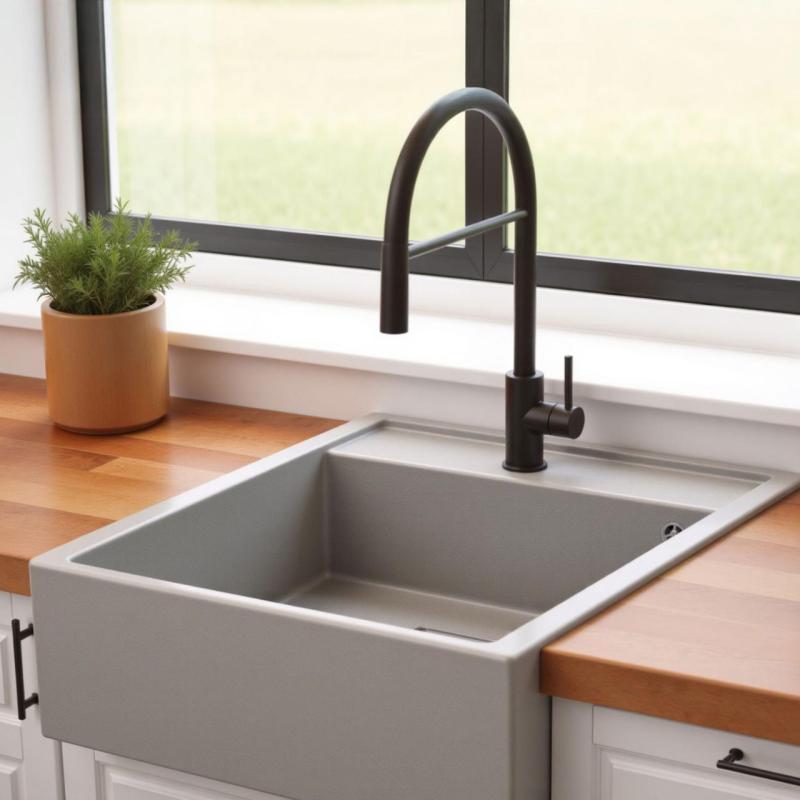 Graniteland Arno Гранитен Сив Мивка за вграждане 582x620мм с неръждаема стомана четириъгълна Тапа 1208970605