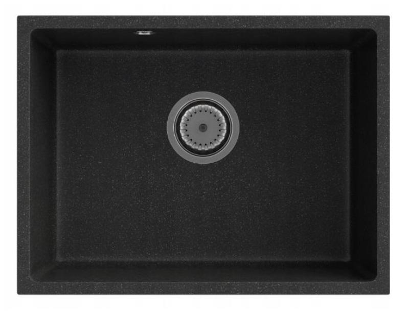 Гранителанд Соло Гранитна Черна Мивка за вграждане 535x400 мм с Неръждаема Стомана Запушалка 1208970637