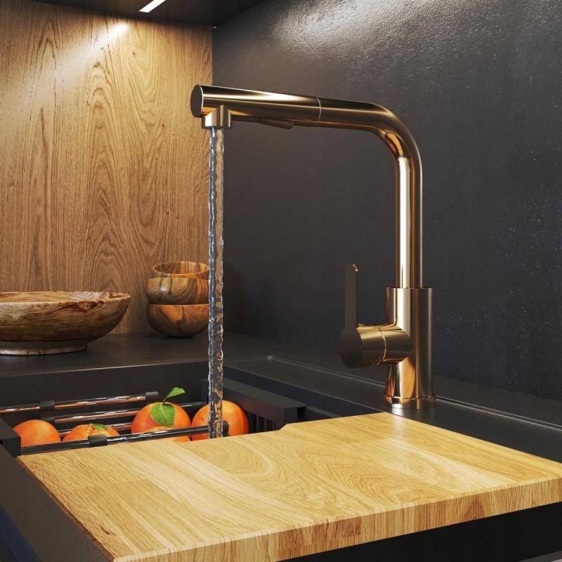 Гранителанд Celeste Смесител за кухня Мед с Изтеглящ се Чучур и Двойнофункционален Ръчен Душ 1208970665