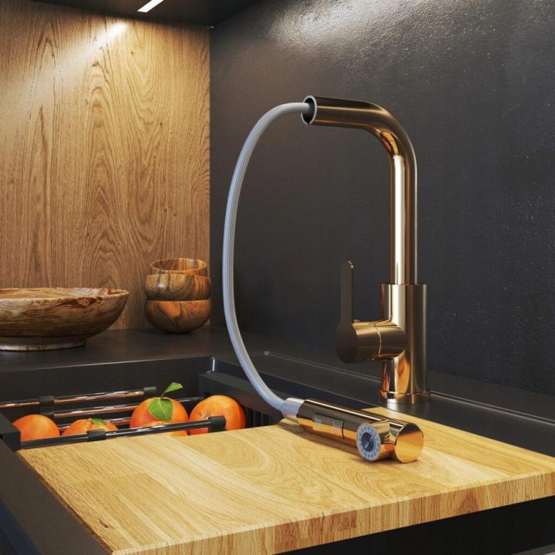 Гранителанд Celeste Смесител за кухня Мед с Изтеглящ се Чучур и Двойнофункционален Ръчен Душ 1208970665