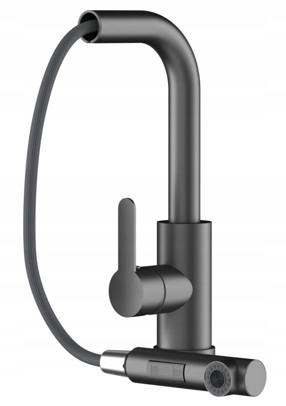 Гранителенд Челест мивков смесител за кухня Gun metal с издърпващ се чучур и двуфункционален ръчен душ 1208970666