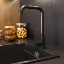 Graniteland Stellar кухненски смесител черен с въртящ се чучур 1208970671.
