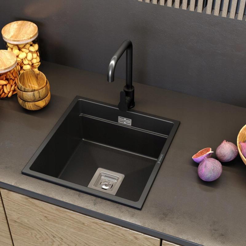 Graniteland Stellar кухненски смесител черен с въртящ се чучур 1208970671.