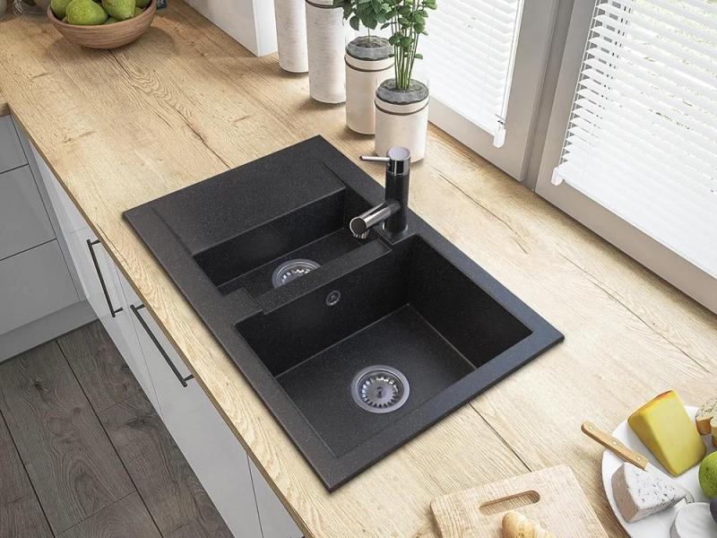 Гранителенд Черес кухненски смесител Ардуин с външен вид на твърд камък с изтеглящ се излив и душ с двойна функция 1208970706