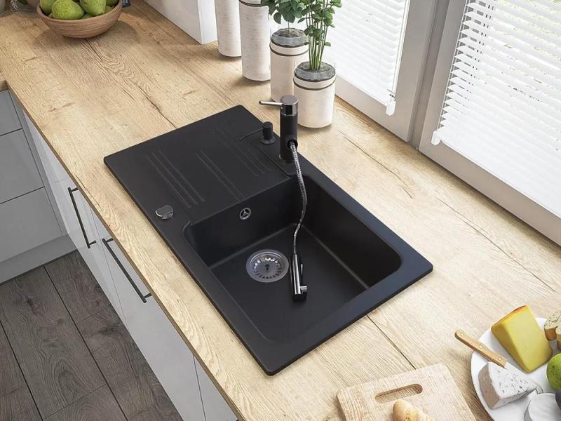 Гранителанд Церес кухненски смесител черен с изтеглящ се чучур и ръчен душ с двойна функция 1208970707