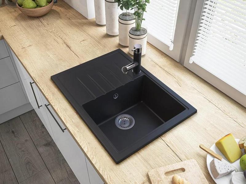 Гранителанд Церес кухненски смесител черен с изтеглящ се чучур и ръчен душ с двойна функция 1208970707