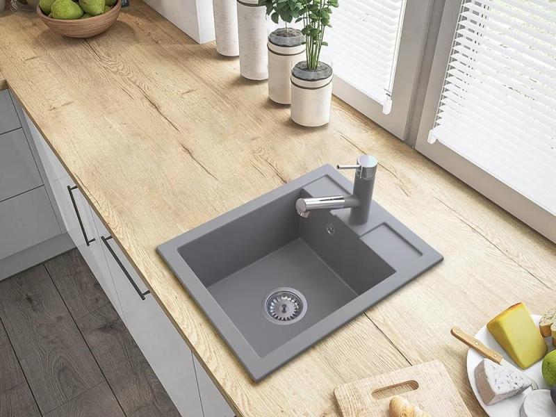 Granitland Ceres кухненски смесител сив с изтеглящ се чучур и ръчен душ с двойна функция 1208970710