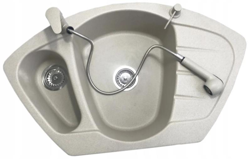 Гранителенд Реа кухненски смесител Бежов пясък с издърпващ се чучур и двуфункционален ръчен душ 1208970713