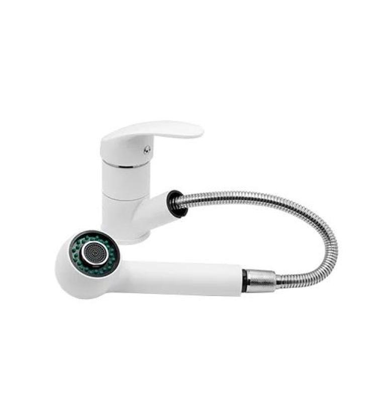 Гранитланд Rhea Смесител за кухня Бял с Изтеглящ се чучур и Двойно-функционален ръчен душ 1208970714