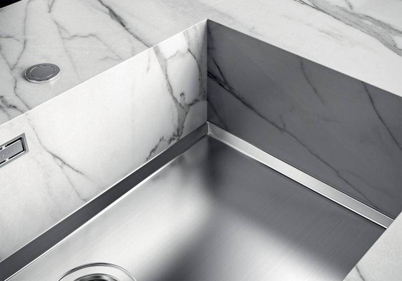 Фостър Phantom Base неръждаема стоманена подложка работен плот мивка 50x40см за вграждане в керамика, естествен камък и солидсърфейс дебелина 12мм 1208970720