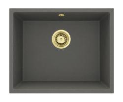 ГранитMy Universal Гранитен сив, тъмен мивка 50x40 см за монтаж отгоре, отдолу и вграден с златен щепсел 1208970756