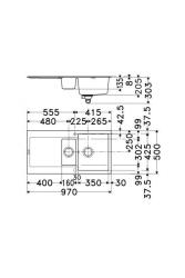 Франке Марис MRG 651 Фрагранит Мат Черно 1,5 Мивка 97 x 50 см Сглобяване с Отцеждаща част 114.0628.993
