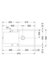 Франке Марис MRG 611-97 Фрагранит Мат Черен Мивка 97 x 50 см Вградена с Отцеждаща Част 114.0628.967