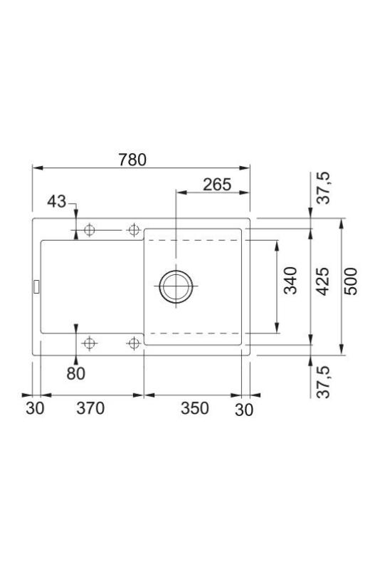 Франке Марис MRG 611-78 Фрагренит Мат Черен Мивка 78 x 50 cm Надстройка с Отцеждаща Част 114.0628.968