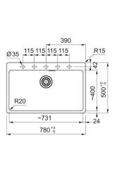 Франке Марис MRG 610-70 TL Фрагранит Мат Черен Мивка 78 x 50 см Настил с кранова банка 114.0668.727