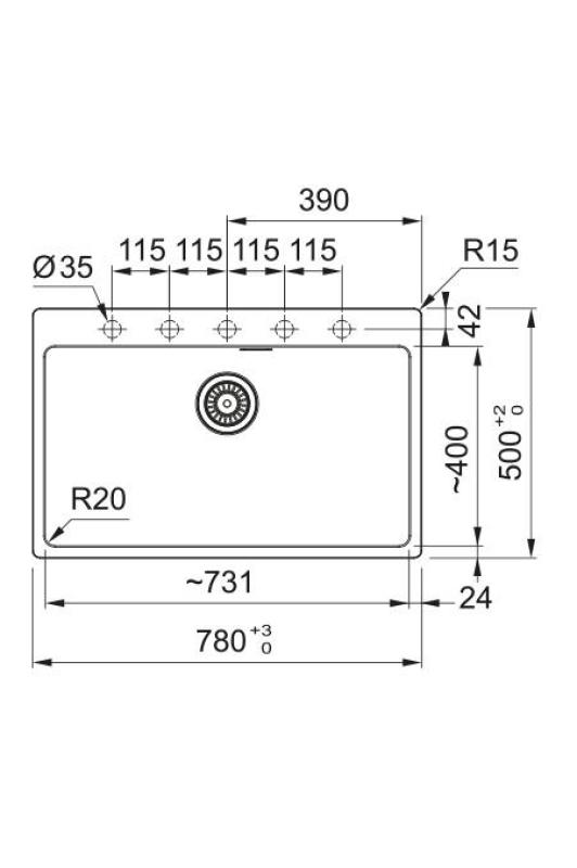 Франке Марис MRG 610-70 TL Фрагранит Мат Черен Мивка 78 x 50 см Настил с кранова банка 114.0668.727