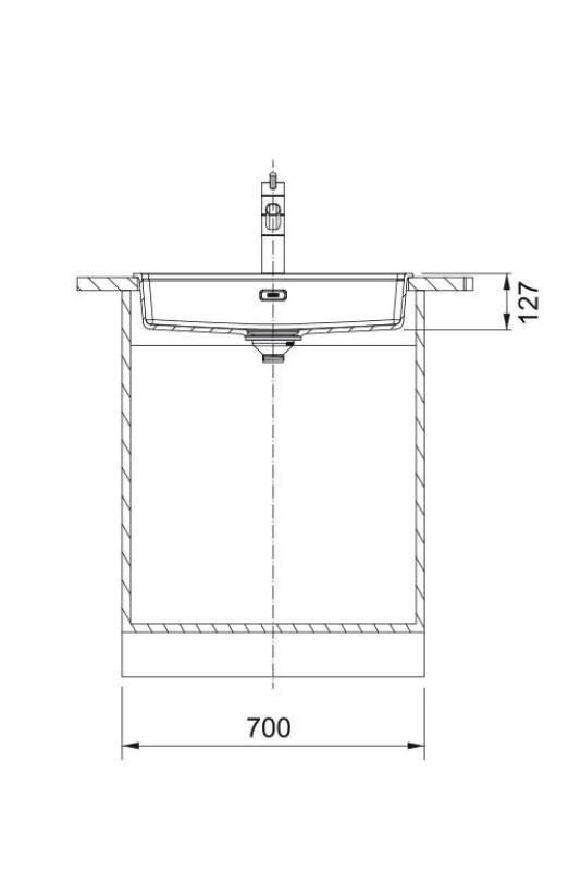 Франке Марис MRG 610-60 Care Fragranite Stone сива повърхностна мивка за хора с увреждания 635 x 559 мм Вградена с отвор за чешма 114.0729.486