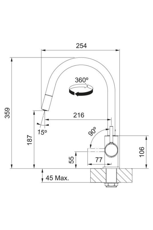Франке Лина кухненски смесител хром с издърпващ душ 115.0693.229