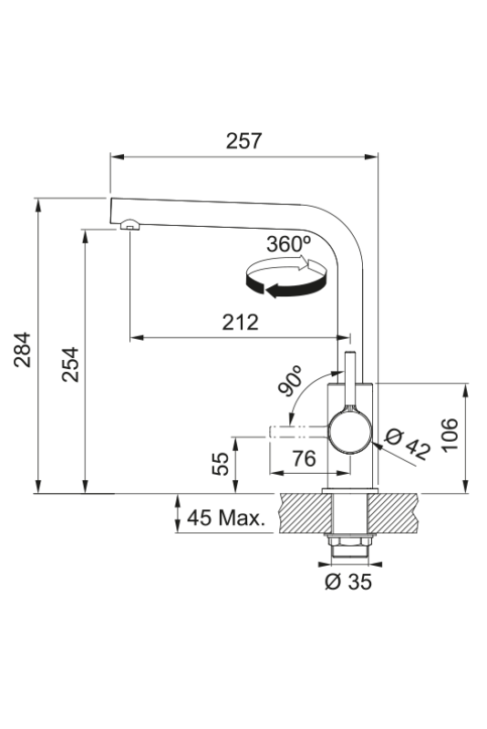 Franke Lina L Кухненски чук с въртящ се тръбопровод Черен 115.0693.393