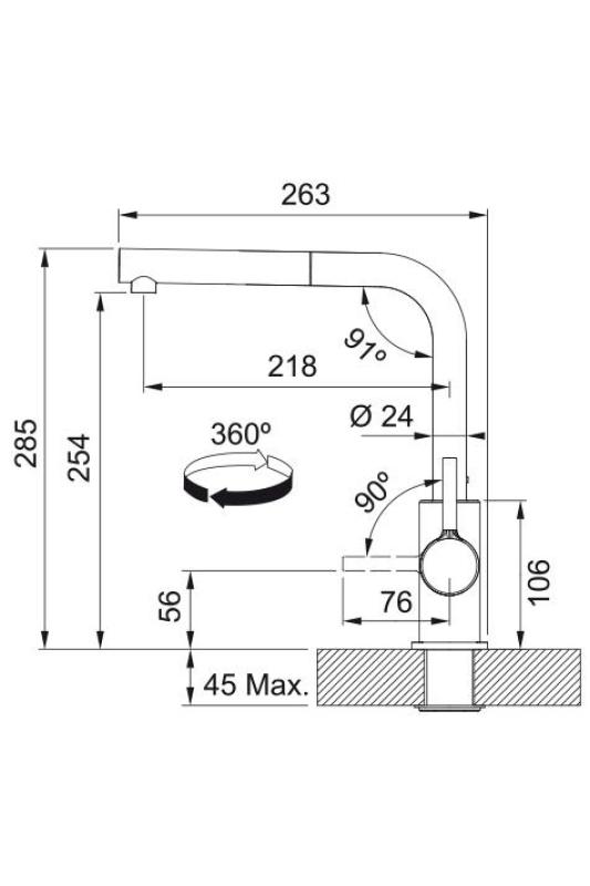 Франке Лина Л Кухненски кран Stone grey с издърпващ се чучур 115.0728.486