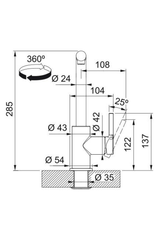Франке Лина Л Кухненски кран Stone grey с издърпващ се чучур 115.0728.486