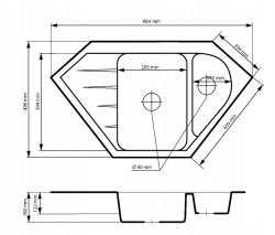 Graniteland Amiata Гранитни Черни Ъглови Мивки за повърхностен монтаж 965x496mm със Стоманена Пробка 1208971120