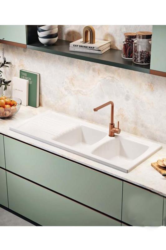 Ausmann Ceramic Crest Двойно керамично бяло мивко със сушилня 1205 x 500 мм 1208971132