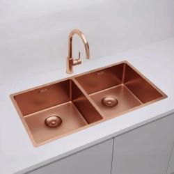 Pure.Sink Prestige Двойно медно мивко 82x40 см 10mm радиус подградна, вградена и надстройка PPG404040-62
