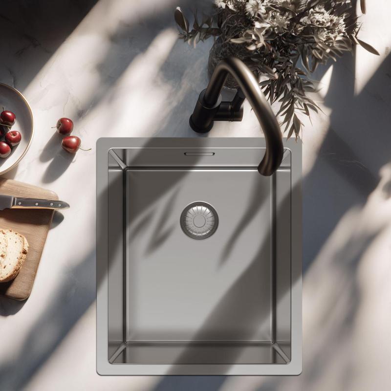 Pure.Sink Exclusivo RVS мивка 34x40 см с радиус 10mm за вграждане, плоско вграждане и надстройка PEX3440-02