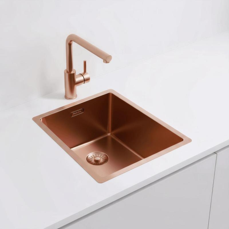 Pure.Sink Exclusivo Медено мивка 34x40 см 10мм радиус подградна, плоскостроене и надградба PEX3440-62