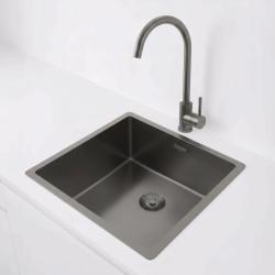 Pure.Sink Exclusivo Gun metal мивка 40x40 см 10mm радиус подградба, плоска градба и надстройка PEX4040-61