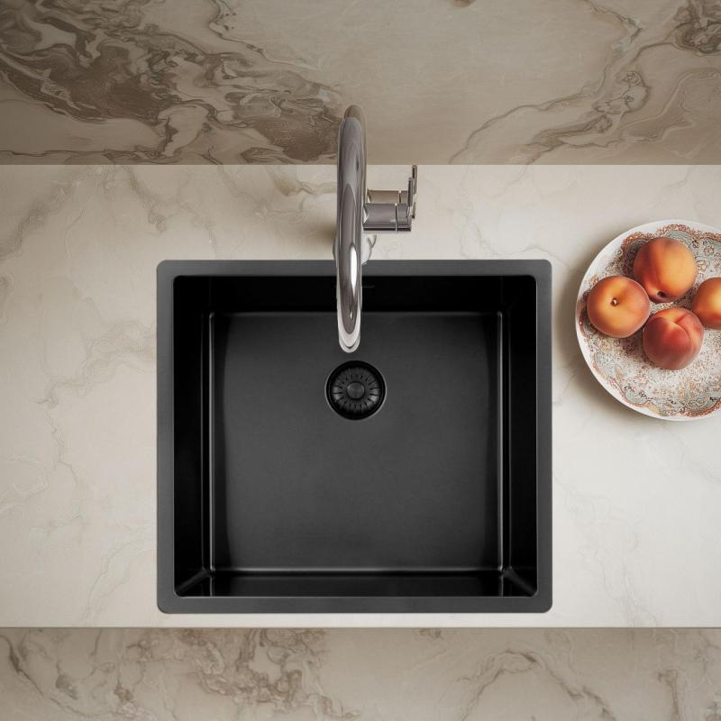 Pure.Sink Exclusivo Гън метал мивка 45x40 см 10mm радиус подградна, плоска градка и надградка PEX4540-61