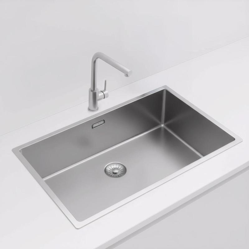 Pure.Sink Exclusivo голям неръждаемо стоманен мивка 70x40 см 10мм радиус подграден, плосък монтаж и надграден PEX7040-02