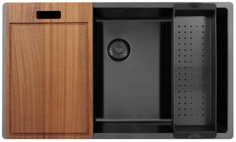 Pure.Sink Exclusivo голям Gun metal мивка 70x40 см 10mm радиус подграда, плоско вграждане и надстройка PEX7040-61