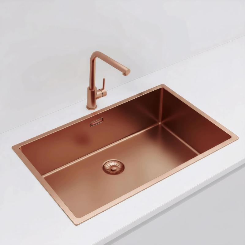 Pure.Sink Exclusivo голяма медна мивка 70x40 см 10мм радиус подграда, вградена и надградба PEX7040-62