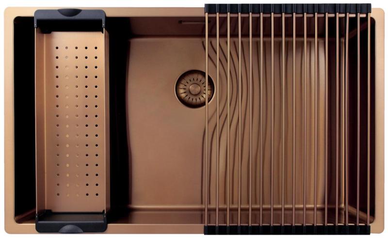 Pure.Sink Exclusivo голяма медна мивка 70x40 см 10мм радиус подграда, вградена и надградба PEX7040-62