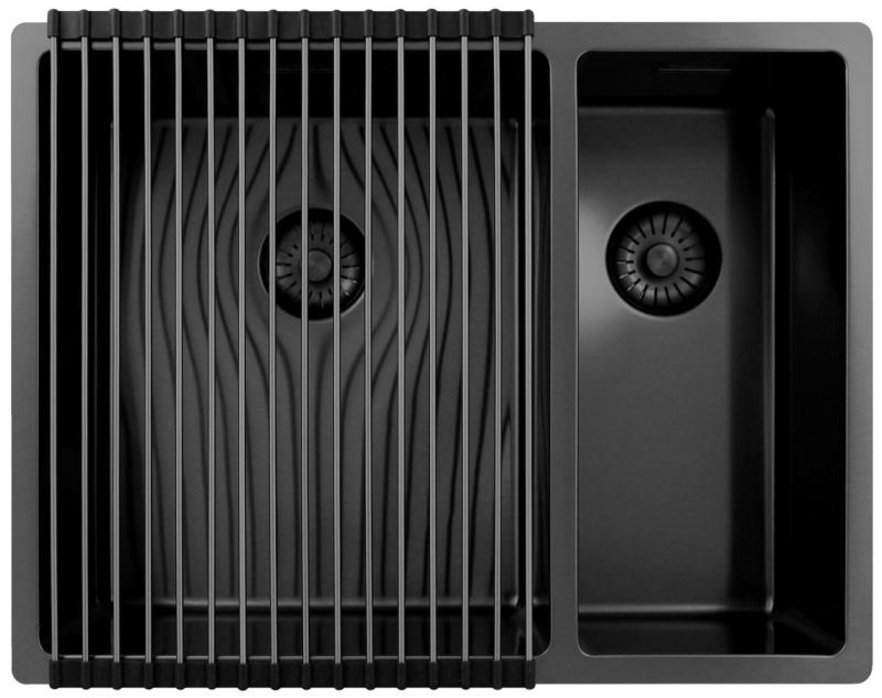 Pure.Sink Exclusivo Gun Metal 1,5 половин чаша за мивка 34+18 см радиус 10мм PEX341840-61