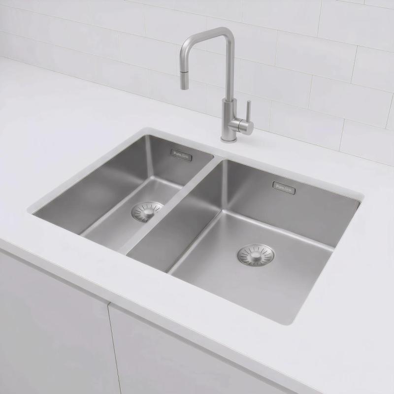 Pure.Sink Exclusivo RVS 1,5 полуторен мивка 18+34 см 10mm радиус PEX183440-02