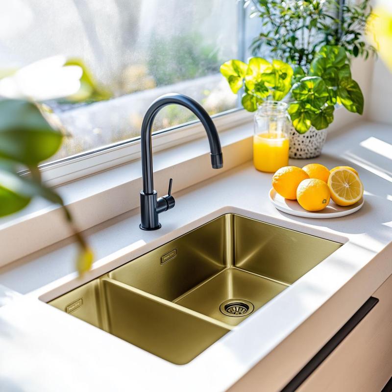 Pure.Sink Exclusivo Златен 1,5 полуторен умивалник 18+34 см 10mm радиус PEX183440-60
