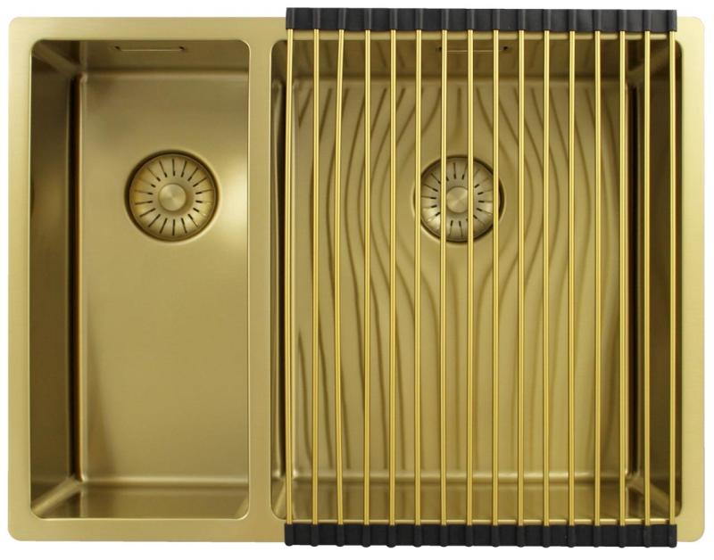 Pure.Sink Exclusivo Златен 1,5 полуторен умивалник 18+34 см 10mm радиус PEX183440-60