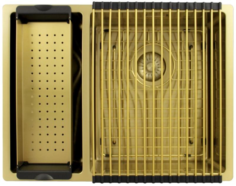 Pure.Sink Exclusivo Златен 1,5 полуторен умивалник 18+34 см 10mm радиус PEX183440-60