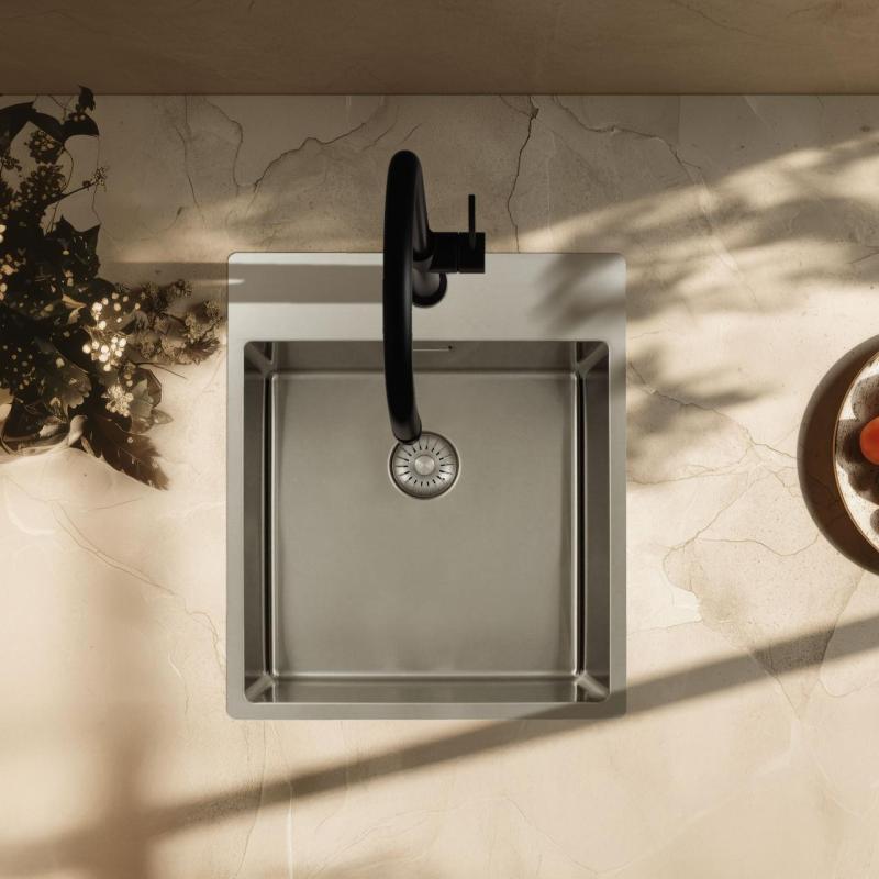 Pure.Sink Exclusivo RVS мивка 44x52 см Tapwing с отвор за смесител 10mm радиус PEX4040T-02