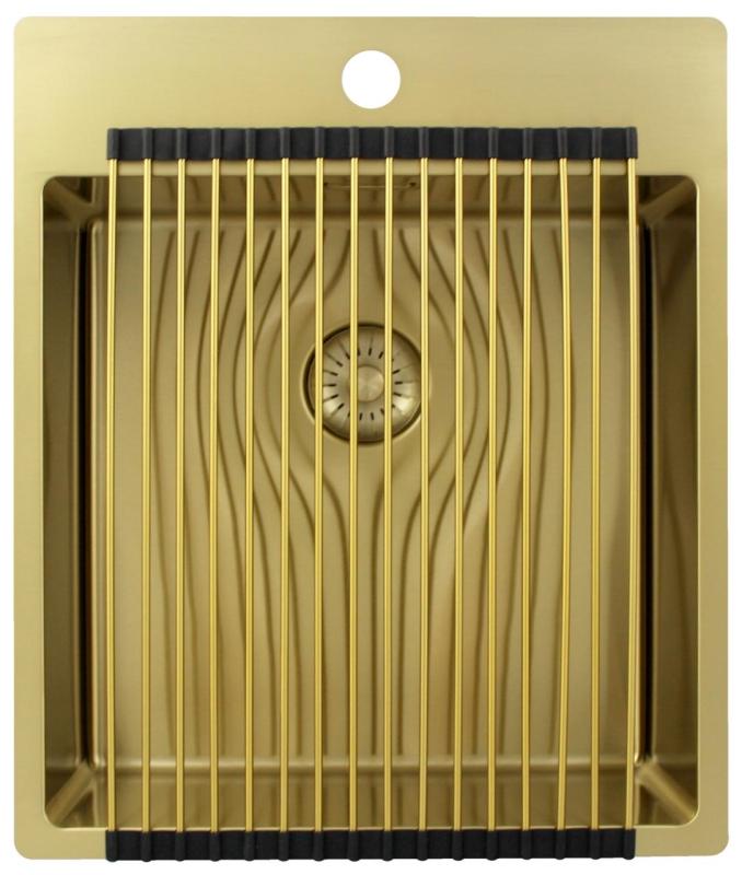 Pure.Sink Exclusivo Златен мивка 44x52 см Tapwing с отвор за смесител 10mm радиус PEX4040T-60