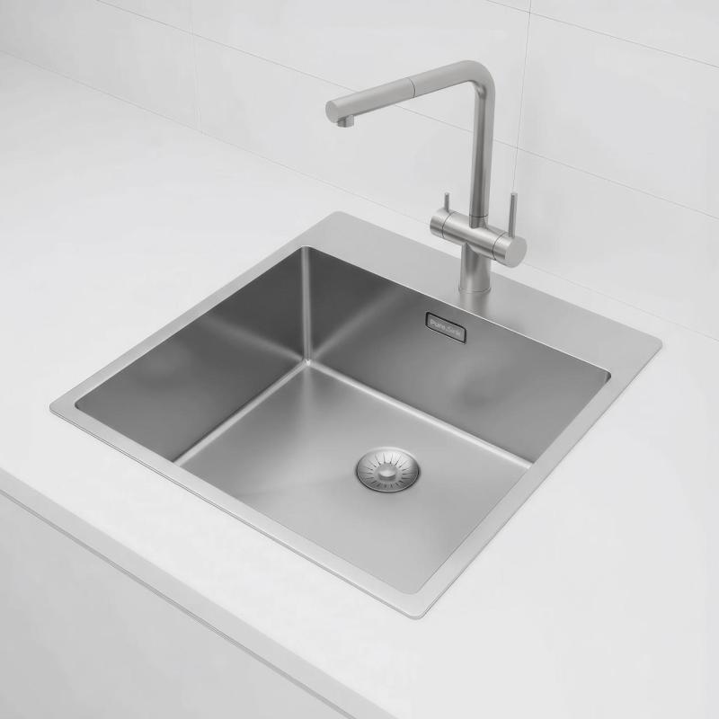 Pure.Sink Exclusivo RVS мивка 49x52 см Tapwing с отвор за монтаж на кран 10mm радиус PEX4540T-02