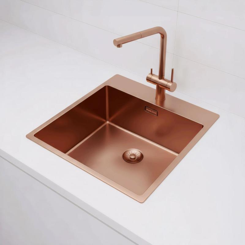 Pure.Sink Exclusivo Меден мивка 49x52 см Tapwing с отвор за смесител 10mm радиус PEX4540T-62
