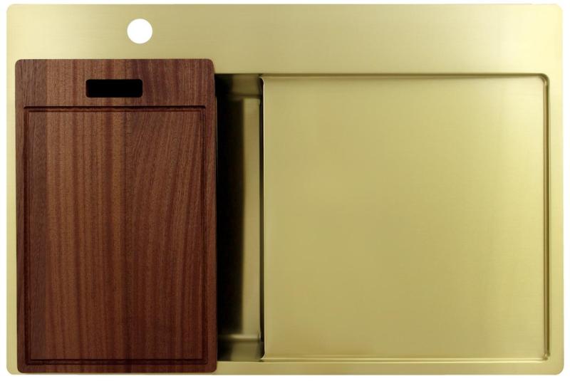 Pure.Sink Exclusivo Златна малка мивка с отцеждаща част 78x52 cm Кранче отляво PEX3478LT-60