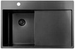 Pure.Sink Exclusivo Gun Metal малко мивко със сушилник 78x52 см Tapwing вляво PEX3478LT-61