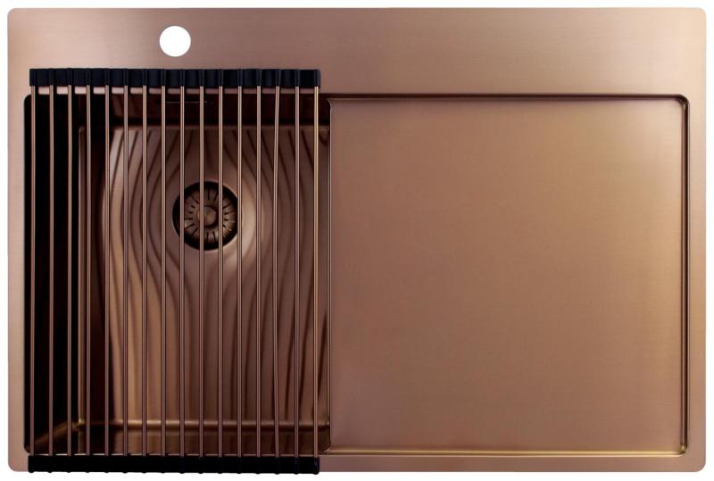 Pure.Sink Exclusivo Медено малко мивко със сушилня 78x52 cm Tapwing вляво PEX3478LT-62