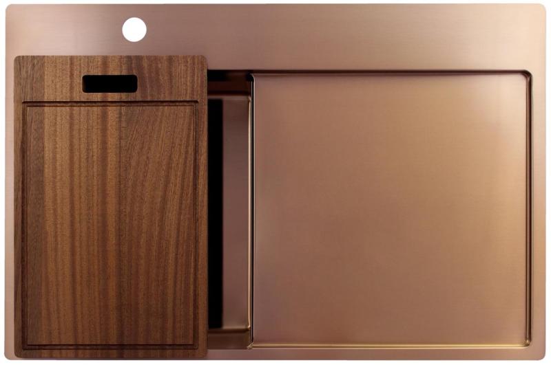 Pure.Sink Exclusivo Медено малко мивко със сушилня 78x52 cm Tapwing вляво PEX3478LT-62