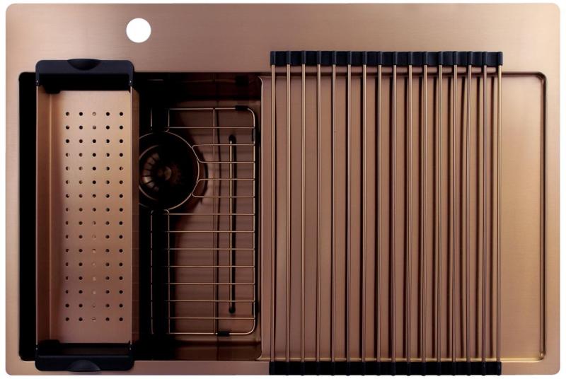 Pure.Sink Exclusivo Медено малко мивко със сушилня 78x52 cm Tapwing вляво PEX3478LT-62